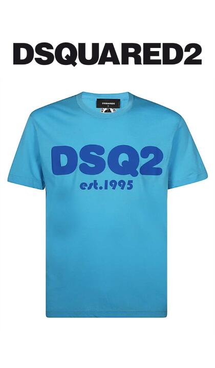 DSQUARED2(ディースクエアード)プリントロゴTシャツ【水色/ライトブルー】【S74GD0308】【半袖】【ブランドロゴ】【メンズ】【ロゴプリント】【2023春夏新作】