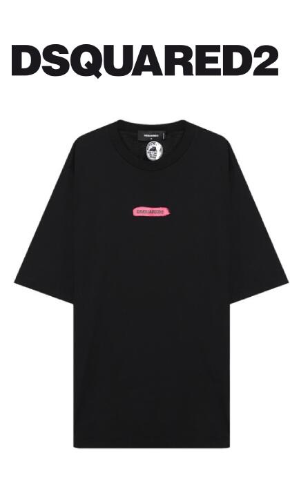 DSQUARED2(ディースクエアード)プリントロゴTシャツ【黒/ブラック】【S74GD1105】【半袖】【ブランドロゴ】【メンズ】【ロゴプリント】【2023春夏新作】