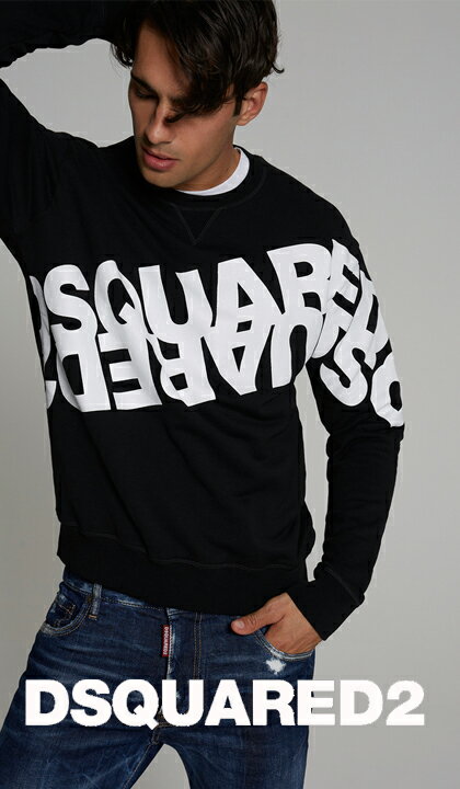 DSQUARED2(ディースクエアード)プリントスウェット【メンズ】【黒/ブラック】【S74GU0403S25042900】【Mirrored Logo Creweneck Sweats..