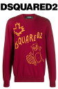 DSQUARED2(ディースクエアード)クルーネックニット【メンズ】【赤/レッド/ワインレッド】【S74HA0975S16799】【2020年秋冬新作】【ロゴ..