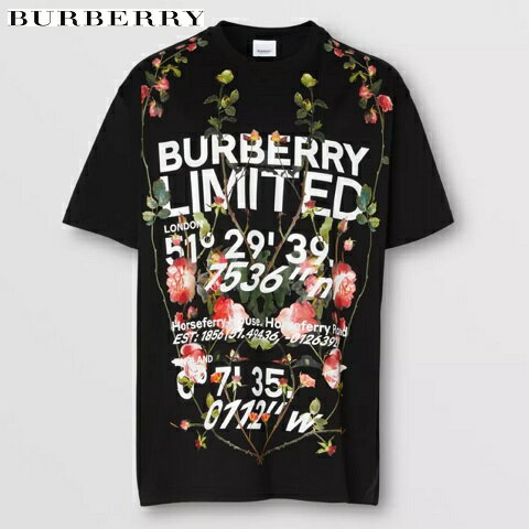 BURBERRY（バーバリー）モンタージュプリント コットン オーバーサイズTシャツ【ロゴプリント】【モンタージュ】【コットン】【80374601】【メンズ】【黒/ブラック】【2021春夏新作】【送料無料】