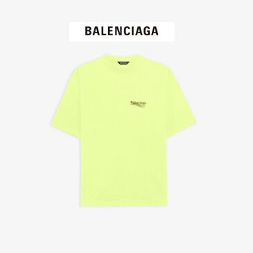 BALENCIAGA(バレンシガ) MEN'S POLITICAL CAMPAIGN LARGE FIT Tシャツ IN イエロー【メンズ】【黄色/イエロー】【641675TJVF77110】【ブランドロゴ】【オーバーサイズ】【2021年春夏新作】】【69300円を約30%オフ48510円】