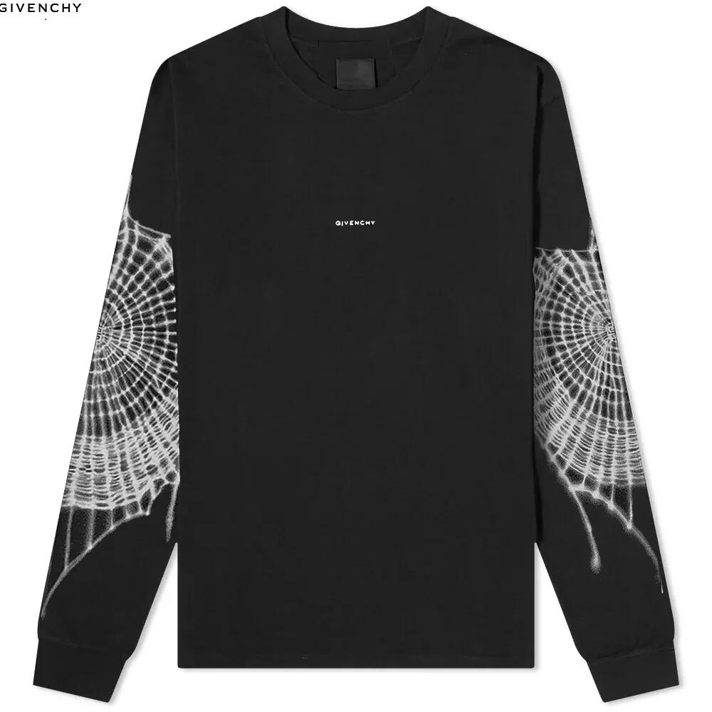 GIVENCHY(ジバンシィ) LONG SLEEVE SPIDER WEB TEE【新作】【2022SS】【黒/ブラック】【メンズ/レディース/ユニセックス】【BM718R3Y6B】【黒/ブラック】【ロンT】【長袖】【ロゴ】【送料無料】【SALE89100円→80000円11%オフ！】