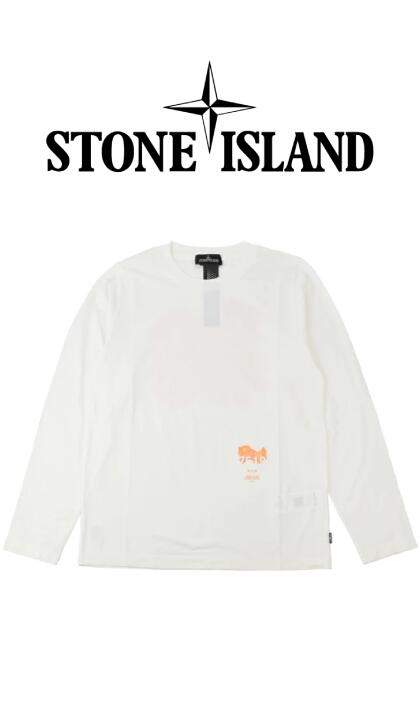 STONE ISLAND(ストーンアイランド)プリントロングスリーブy【白/ホワイト】【76192021B V0099】【2022年春夏新作】【長袖】【ブランドロゴ】【バックプリント】【花】【ロンT】【メンズ】