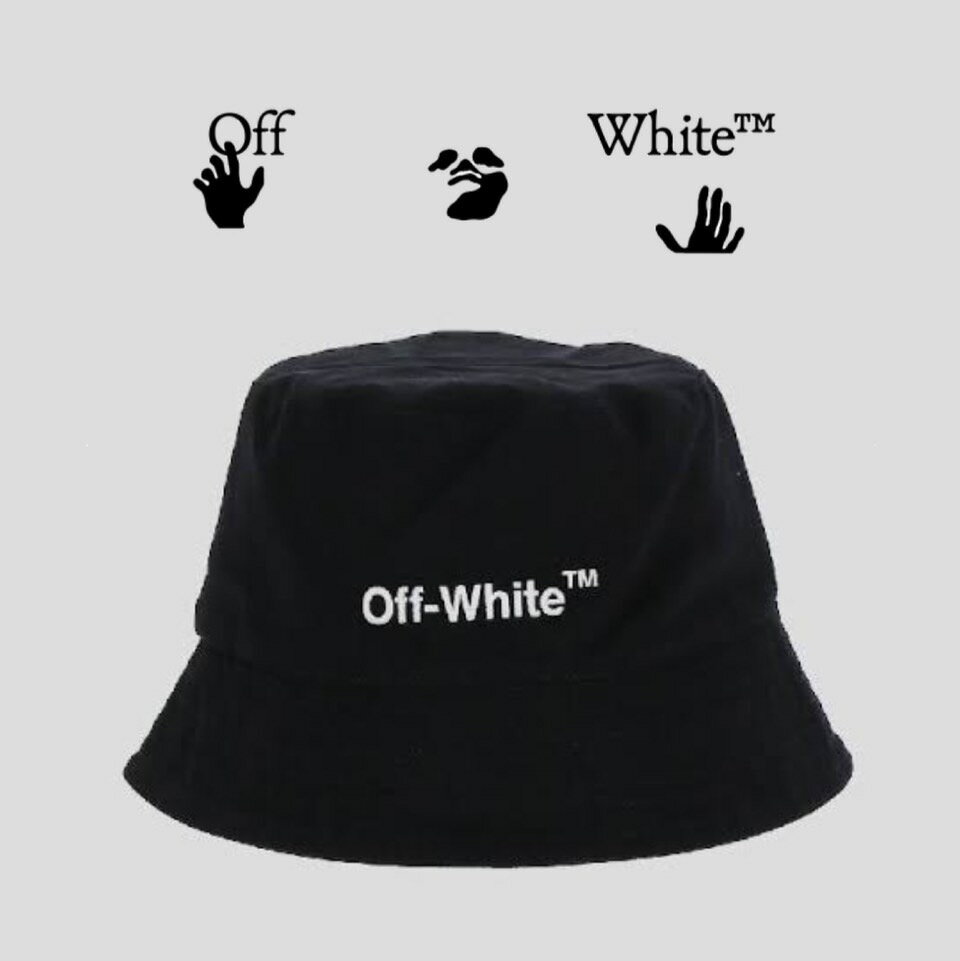 OFF-WHITE(オフホワイト)バケットハット/バケハ【黒/ブラック×白/ホワイト】【メンズ】【OLMA034C99FAB0021001】【2022 23年秋冬新作】【ロゴ刺繍】【送料無料】