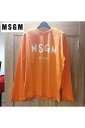 MSGM（エムエスジーエム）ブラッシュロゴ ロングスリーブTシャツ【メンズ】【ORANGE/オレンジ】【2000MM511】【長袖】【フロントロゴ】