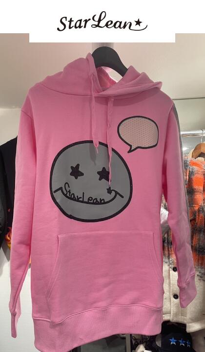 STARLEAN （スターリアン）3D SMILE HOODIE【ピンク】【メンズ】【PINK】【パーカー】【長袖/トレーナー】【SWAET/スウェット】【袖プリント】【正規品】【メンズ/ユニセックス】【送料無料】