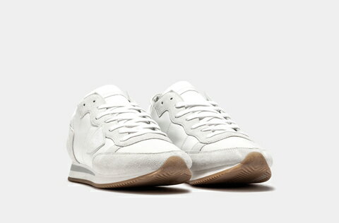 Philippe スニーカー Model フィリップモデル スニーカー メンズ靴 Philippe メンズ 白 ホワイト Philippe Modeltropez Sneakers トロペレザースニーカー 18年秋冬新作 Trluwz67 メンズ ミドルカット オールホワイト ロゴ入り Safari