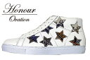 Honour Ovation(アナーオベーション)ハイカットSTARデザインスニーカー【メンズ】【白/ホワイト】【White/Purplepattern】【3070】【雑誌OCEANS WOOFIN 039 掲載ブランド】【紫/パープル】【星】【シューズ/ブーツ】【メンズ】【送料無料】