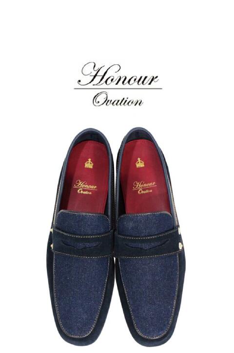 Honour Ovation(アナーオベーション)【DENIM/NAVY】【メンズ】)芸能人も多数愛用【1000】【コインローファー】【送料無料】