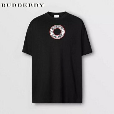 BURBERRY（バーバリー）ロゴグラフィック アップリケ コットン オーバーサイズTシャツ【ロゴプリント】【ロゴグラフィック】【コットン】【80370471】【メンズ】【黒/ブラック】【2021春夏新作】【送料無料】