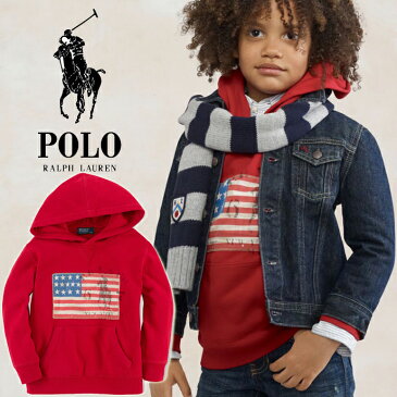 ◆限定SALE◆最新モデル◆即納◆【Ralph Lauren】★ラルフローレンBOYS・男の子★サイズ4T/S(8)★大人気モデル・アメリカ国旗プリントパーカー入荷!!　赤が可愛くてお洒落♪/RED/プルオーバー