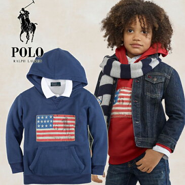 ◆即納◆【Ralph Lauren】★ラルフローレンBOYS・男の子★サイズ4T★大人気モデル・アメリカ国旗プリントパーカー入荷!!　男の子の定番・人気ブルー♪/青BLUE/プルオーバー