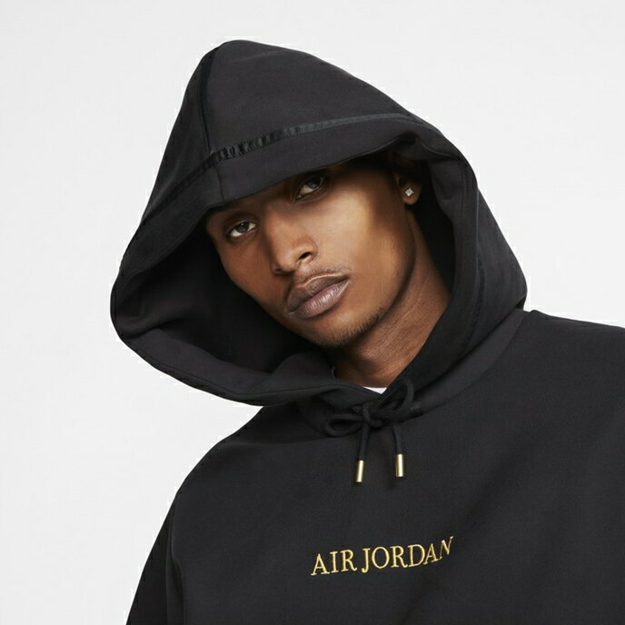 ◆【JORDAN　ジョーダン Remastered LUX HOODIE 】メンズ◆ゴールド刺繍 JORDAN ラグジュアリーライン◆ブラック 黒◆S〜3XLまで◆パーカー
