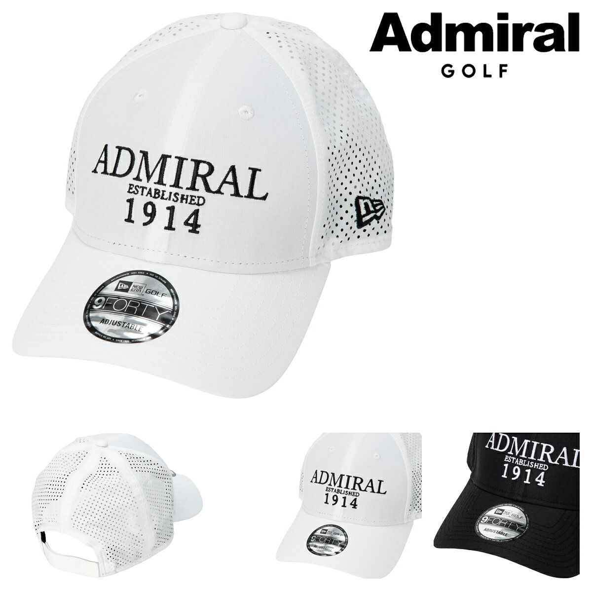 アドミラルゴルフ キャップ メンズ レディース ニューエラ ゴルフ Admiral GOLF ゴルフキャップ 帽子 NEW ERA 大人 おしゃれ 夏用 夏 遮熱 接触冷感 吸水速乾 軽量 キャップパンチング ニューエラコラボ ADMB6A11