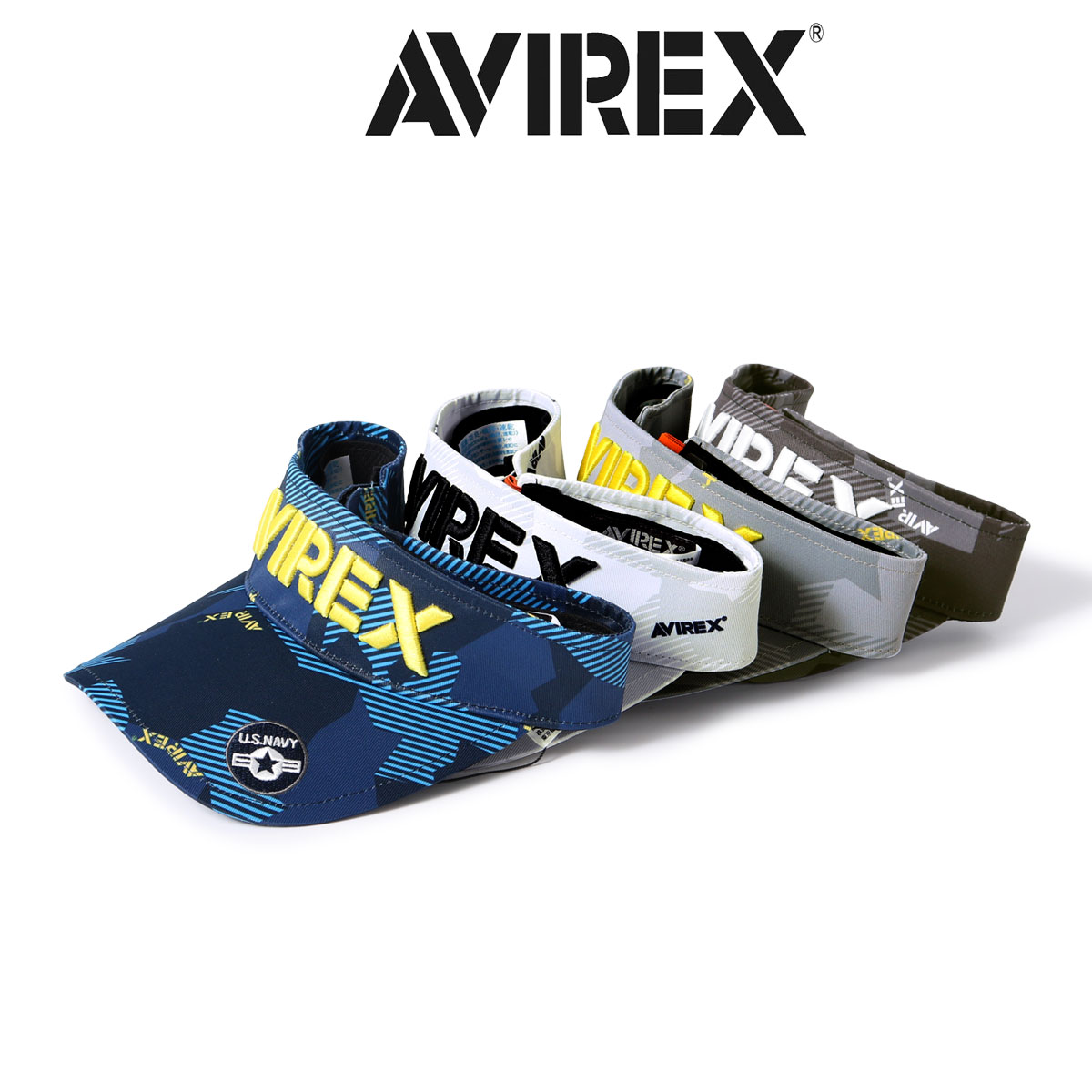 アヴィレックス ゴルフ サンバイザー 帽子 メンズ AVXBB1-41C AVIREX | ゴルフサンバイザー 迷彩 マリンカモフラージュバイザー サイズ調節可能 スポーツ ゴルフ[PO10][即日発送]のサムネイル