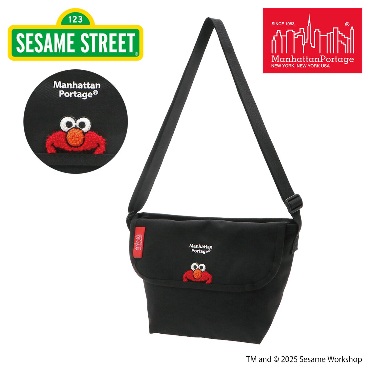 Rakuten - 【全品10倍★6/1(月)0時～】Manhattan Portage マンハッタンポーテージ セサミストリート エルモ ショルダーバッグ メッセンジャーバッグ MP1603BPDMGNTSSTEL ミニショルダー 横型[即日発送]