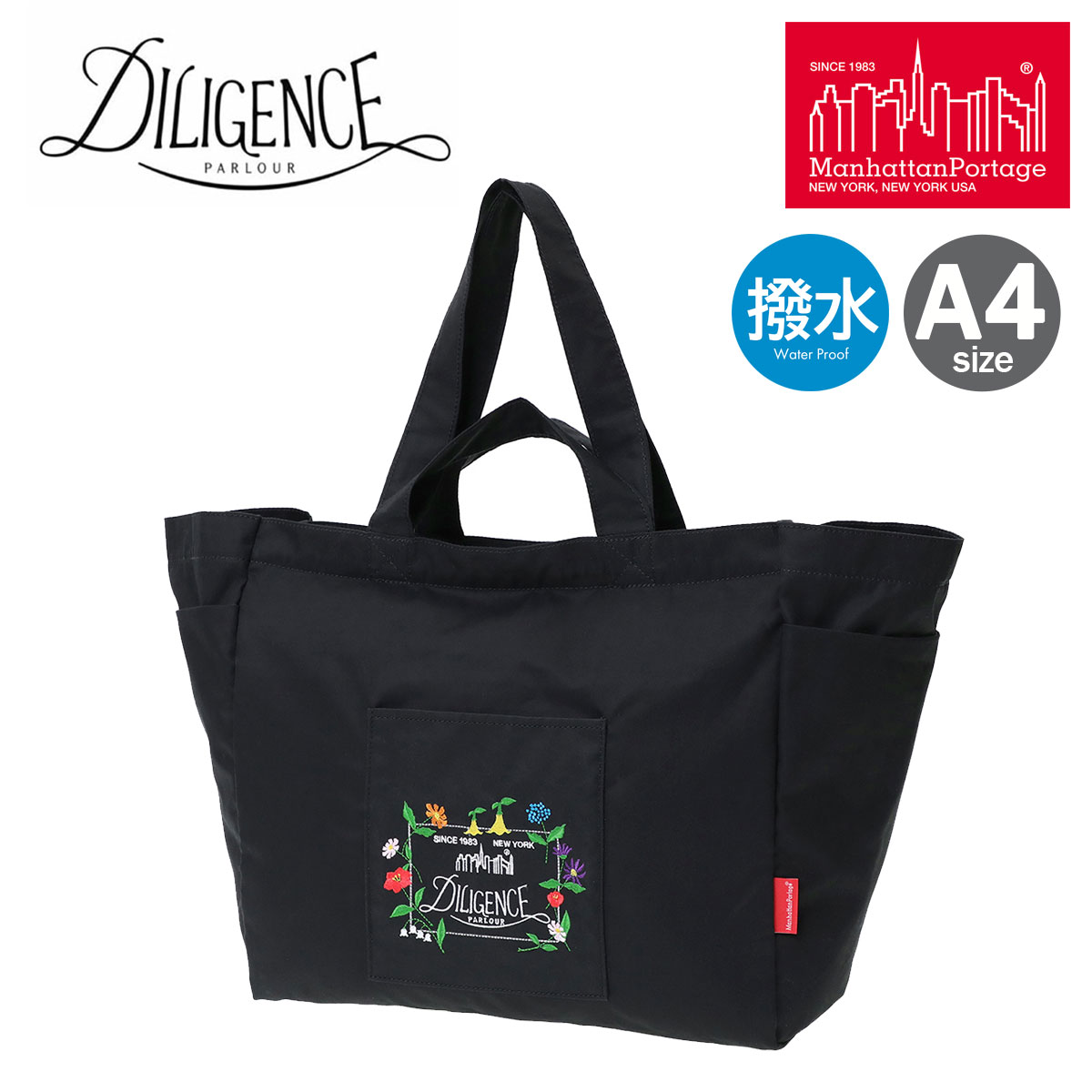 Rakuten - マンハッタンポーテージ トートバッグ A4 DILIGENCE PARLOUR メンズ レディースMP2313CCGDPL manhattanportage 撥水 刺繍 花 フラワー[即日発送]