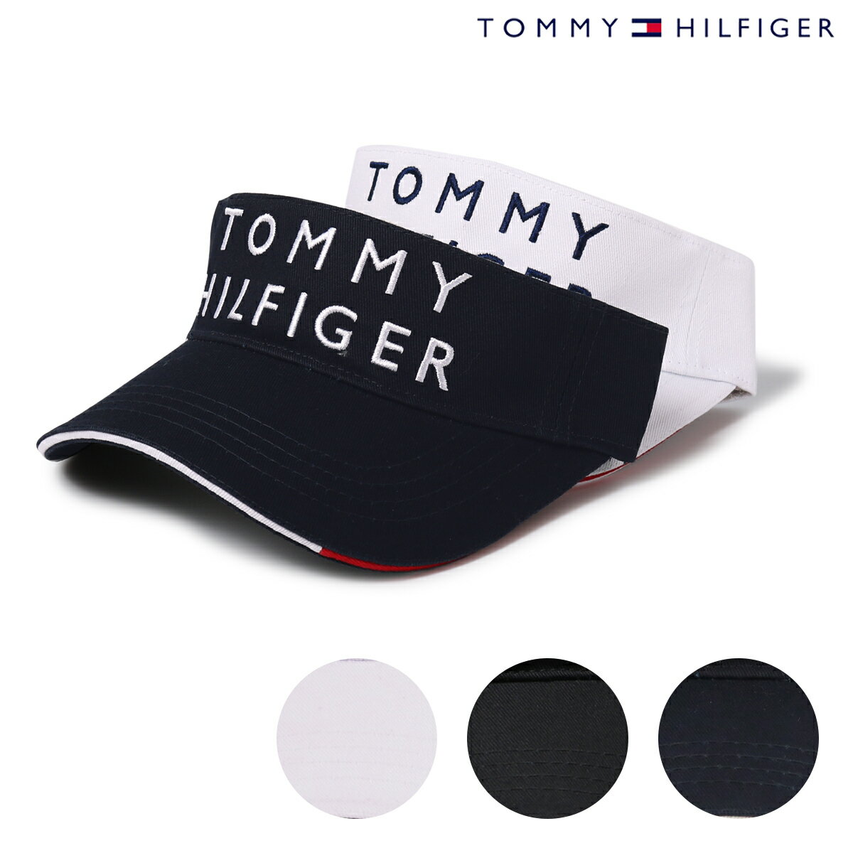 【全品10倍★4/28(月)0時迄】トミーヒルフィガー ゴルフ サンバイザー 帽子 レディースTHMB225F Tommy Hilfiger│コットン サイズ調節可能[即日発送]