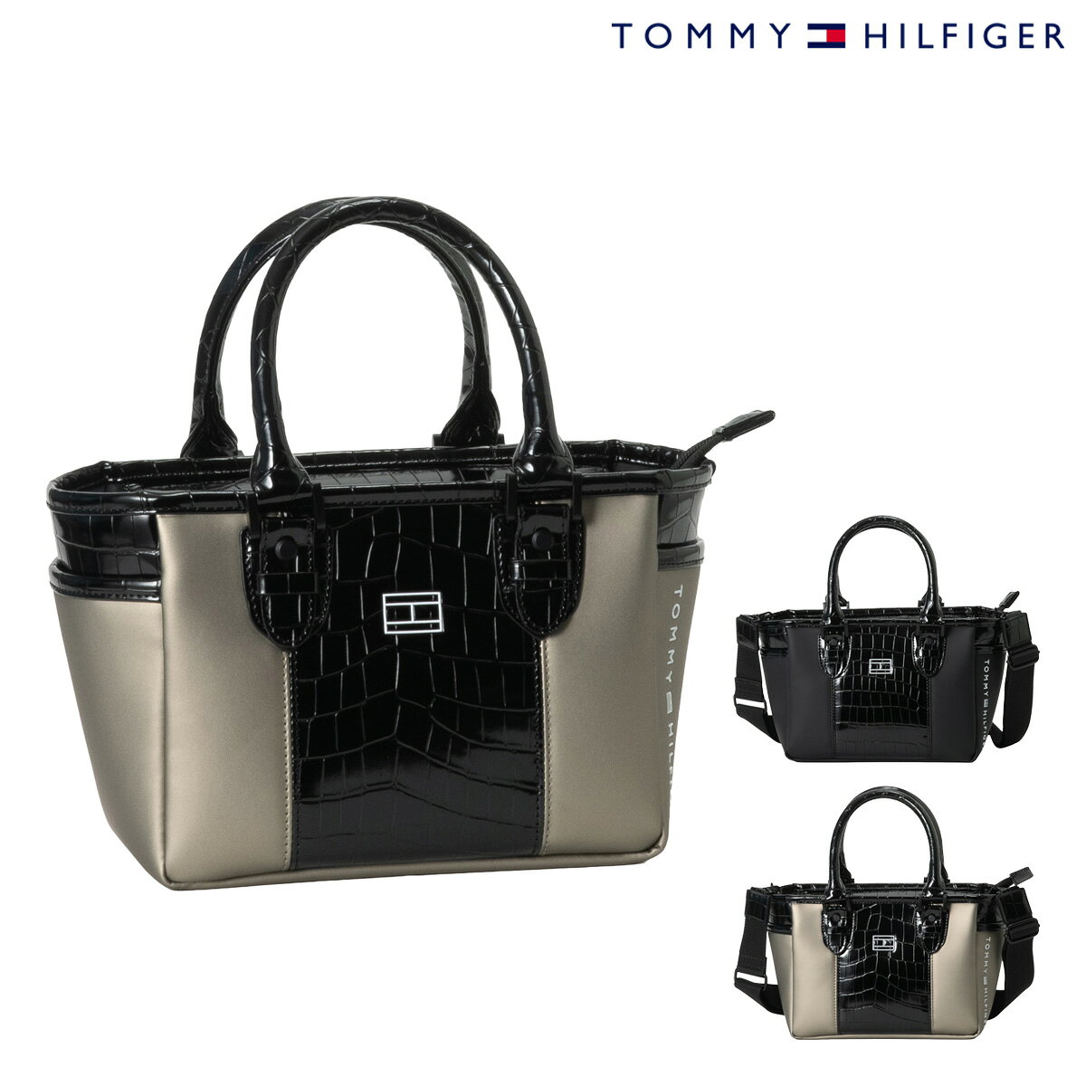 ITEM SPEC COLOR VARIATION ブランド：Tommy Hilfiger トミーヒルフィガー ネオクラシックシリーズのラウンドバッグ。付属生地にクロコエンボスの合皮を使用し、ノスタルジックな雰囲気を演出。マットな本体生地とブラック塗装の金具が上品さを加え、ハンドル周りのデザインも本格的な仕上がり。ショルダーテープを装備し、持ち運びにも配慮。過度な主張を抑えた高周波ロゴが全体に調和をもたらす。 サイズ：W22cm / D12cm / H17cm カラー：【10】ブラック【29】ベージュ 素材：合成皮革(PU) 仕様：ファスナー式開閉ファスナーポケット×1br>フリーポケット×1 ご注意ください： ● 商品の画像は、できるだけ商品に近いカラーにて掲載をしております。 お客様のモニターの発色または設定により、実際の色味と異なる場合もあります。あらかじめご了承ください。 ● メーカーサイズ、もしくは実際に測った寸法となります。商品の素材等の個体差により、若干サイズのばらつきがあります。サイズはあくまでも目安としてお考えください。 ● 天然皮革・素材を使用している商品によっては、天然素材の特性上、部位により風合いやシミ・シワ感や焦げ、濃淡など多少の個体差がある場合があります。あらかじめご了承ください。