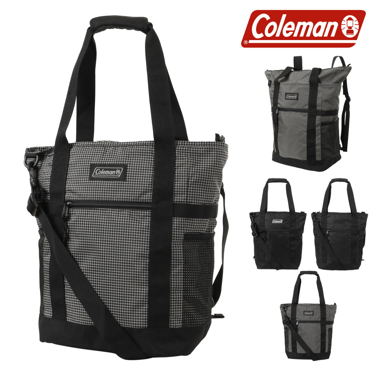 ITEM SPEC COLOR VARIATION ブランド：Coleman コールマン 定番の『ウォーカーWALKER』シリーズは、豊富なカラーバリエーションとスタイリッシュなデザインから世代を問わない人気シリーズです。トップ部にマチを作っているので荷物が多い時にもしっかりジッパーで閉めれる仕様です。バックパックベルトは使用しない時にはスッキリと収納できます。背面にはセットアップスリーブ付きでキャリーオンに対応します。 サイズ：約W42×H39×D18cm容量：約24L重量：約500g持ち手長さ：約60cmショルダー長さ：約70～135cm(取り外し不可)リュックショルダーベルト65～91cm(取り外し不可) カラー：ブラックブラックヘザーブラックリップ 素材：ナイロン・ポリエステル 仕様：ダブルファスナー式開閉内側：メッシュファスナーポケット×1フリーポケット×1ナスカンストラップ×1前面：ファスナーポケット×1背面：ベルクロポケット×1側面：メッシュフリーポケット×2キャリーセットアップ 付属：ショルダーベルト 備考：ベトナム製※雨や水に濡れたらすぐに柔らかく乾いた布で拭いてください。高温、多湿なところに保管せず風通しの良い涼しい場所で保管してください。 ご注意ください： ● 商品の画像は、できるだけ商品に近いカラーにて掲載をしております。 お客様のモニターの発色または設定により、実際の色味と異なる場合もあります。あらかじめご了承ください。 ● メーカーサイズ、もしくは実際に測った寸法となります。商品の素材等の個体差により、若干サイズのばらつきがあります。サイズはあくまでも目安としてお考えください。 ● 天然皮革・素材を使用している商品によっては、天然素材の特性上、部位により風合いやシミ・シワ感や焦げ、濃淡など多少の個体差がある場合があります。あらかじめご了承ください。