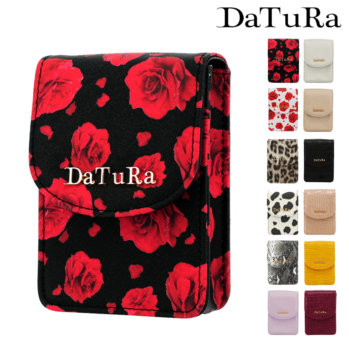 ダチュラ DaTuRa シガレットケース 薔薇 バラ柄 DTR-941 BARA タバコケース 煙草ケース 煙草入れ タバコ入れ たばこ 可愛い リップケース ローズ柄 花柄 プリント ストラップ レディース 即日発送