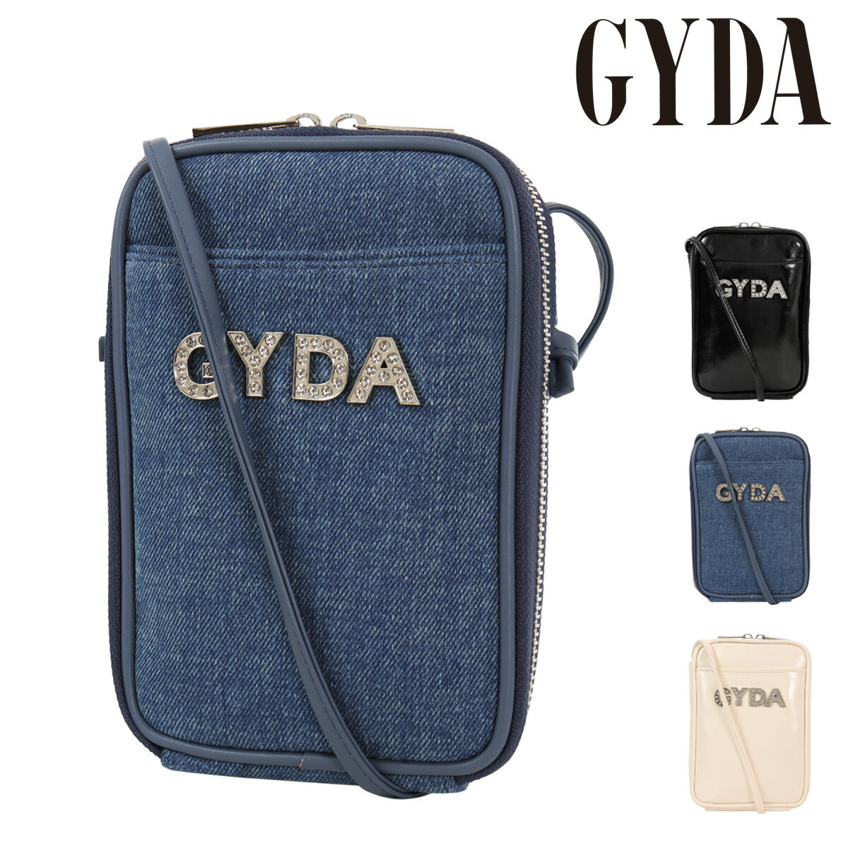 Rakuten - GYDA スマホショルダー ミニショルダー レディース ラインストーンロゴ GY-B294 ジェイダ お財布ショルダー デニム ラインストーン