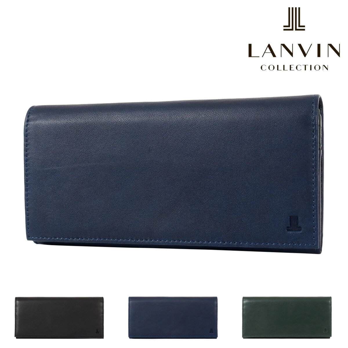 Rakuten - ランバンコレクション 長財布 ロングウォレット メンズJLMW5AT1 SHEEP LEATHER シープレザー LANVIN COLLECTION 大容量 レザー 本革 羊革 ブランド専用BOX付き