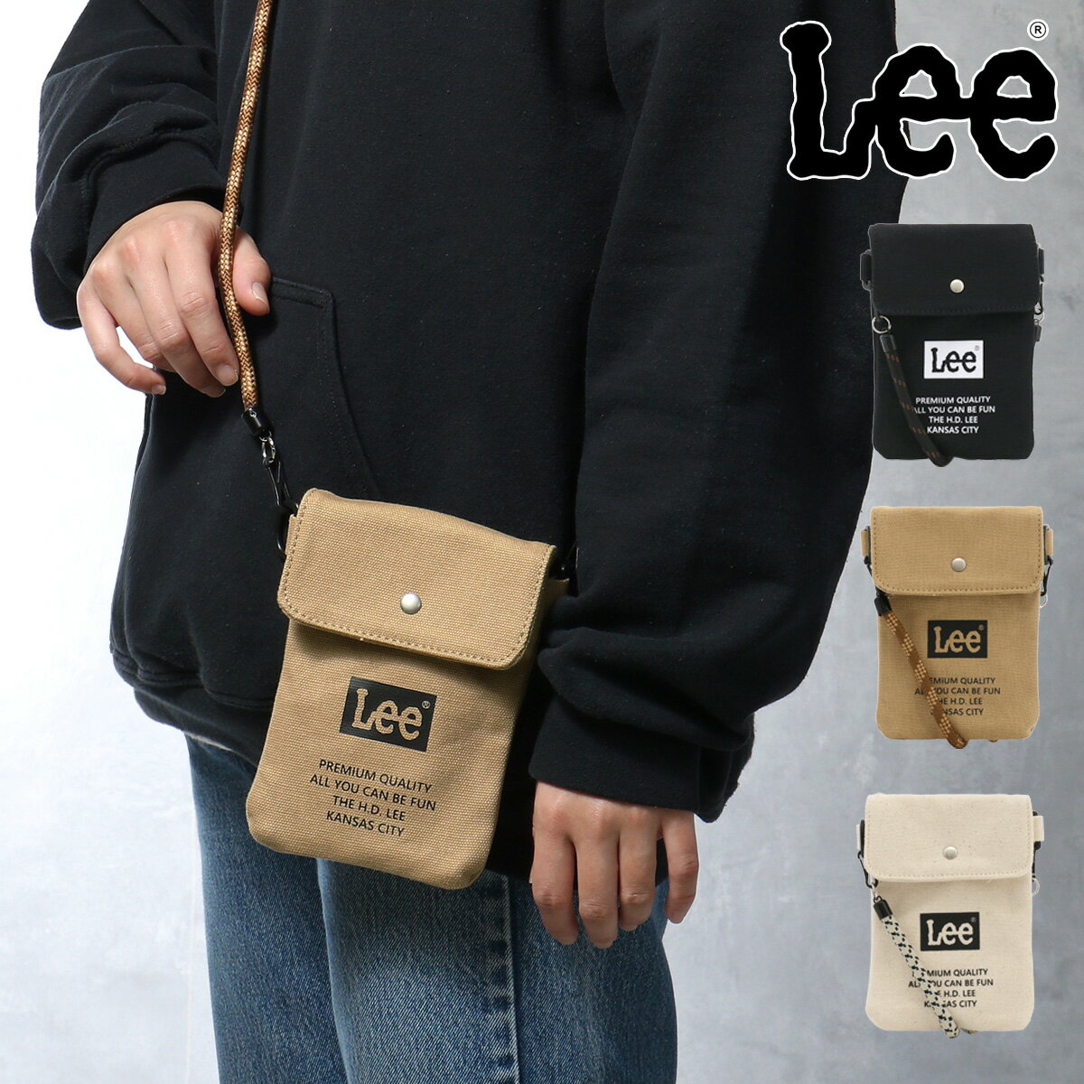 Lee スマホショルダー メンズ レディース 320-803 リー ショルダーバッグ ポシェット サコッシュ ミニショルダー キャンバス コットン ワンマイル[...