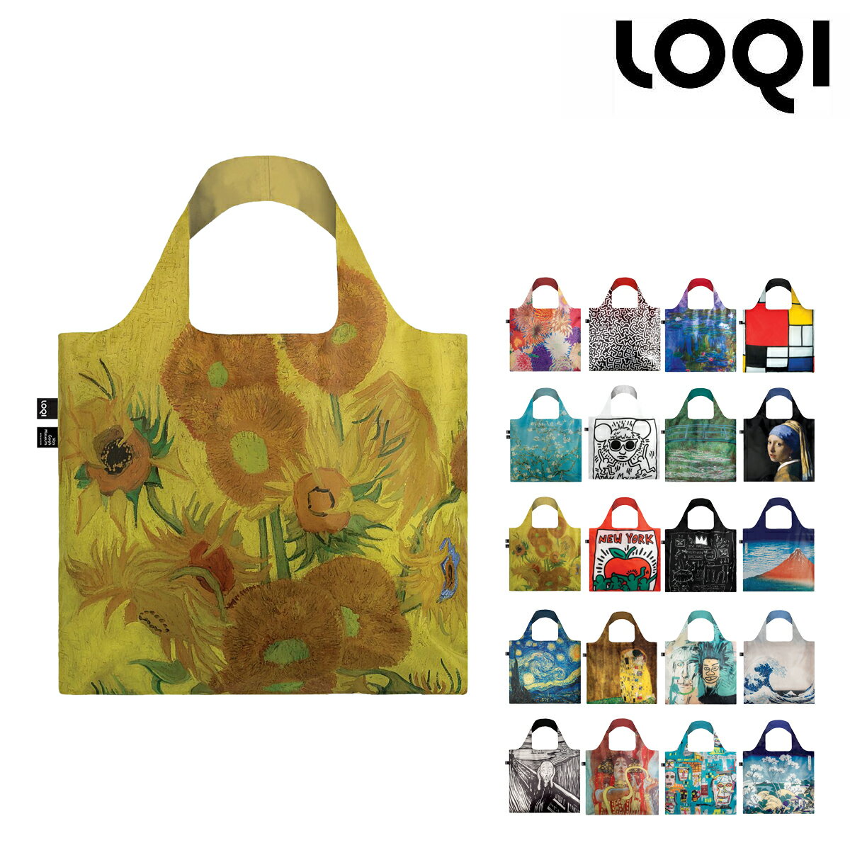 ローキー 【全品10倍｜5/30 24時迄】ローキー トートバッグ エコバッグ Museum Collection メンズ レディース LOQI | レジ袋バッグ 大きめ 個性的 コンパクト 絵画 美術 パッカブル[PO10]