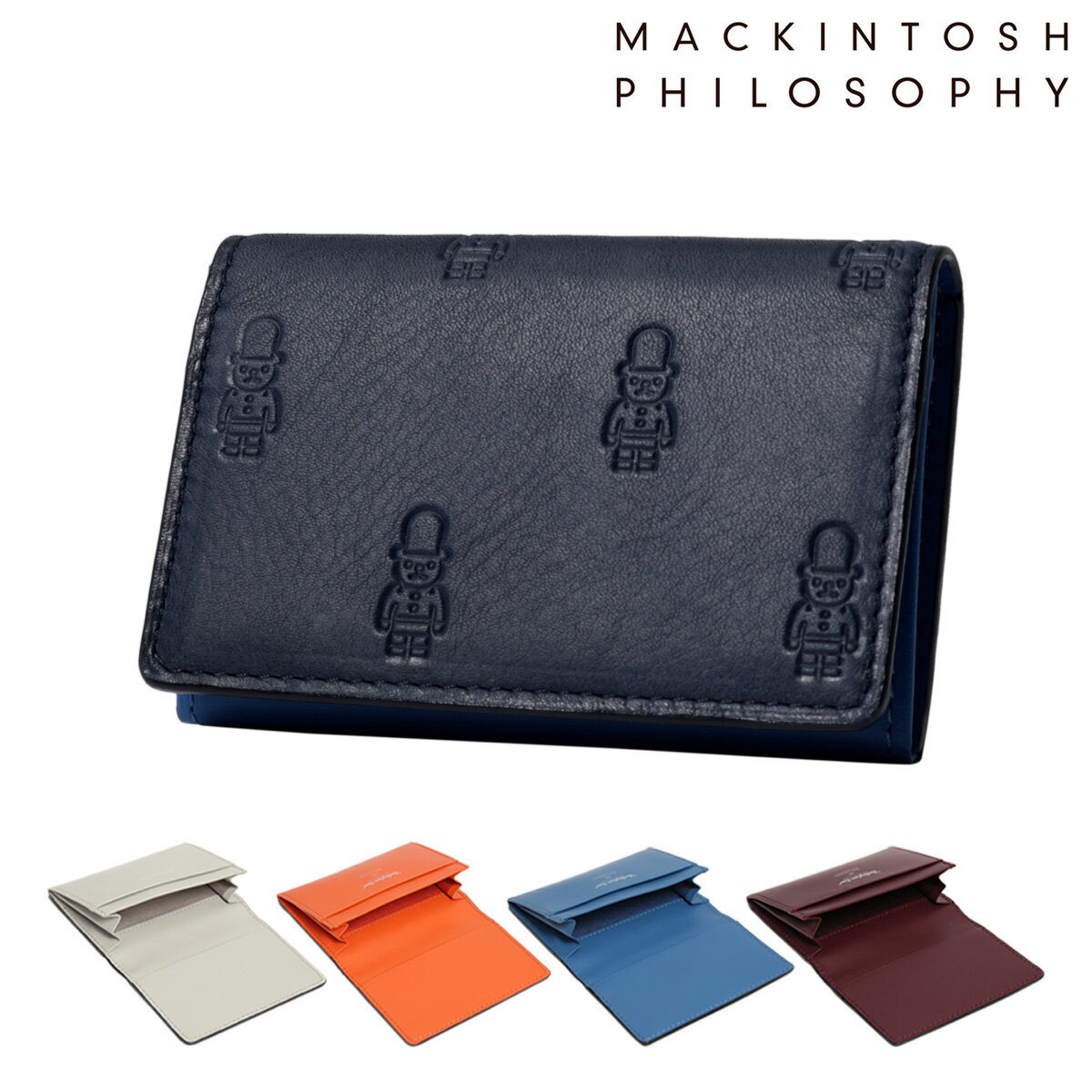 【全品10倍｜5/30 24時迄】マッキントッシュフィロソフィー 名刺入れ 本革 メンズ MAP3070122 日本製 MACKINTOSH PHILOSOPHY バッキンガムベアモノグラム 牛革 レザー カードケース 型押し エンボス 熊 即日発送 PO10