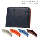 マッキントッシュフィロソフィー 二つ折り財布 本革 メンズ MAP3120122 日本製 MACKINTOSH PHILOSOPHY | バッキンガムベアモノグラム 牛革 レザー 型押し エンボス 熊
