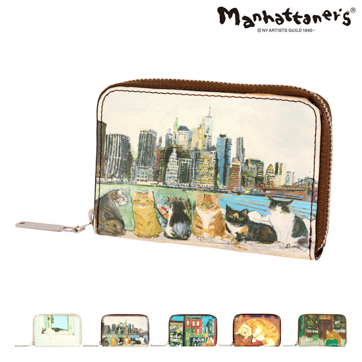 マンハッタナーズ 財布 小さめ コンパクト 本革 猫 ねこ ネコ TOP PURSE トップパース 