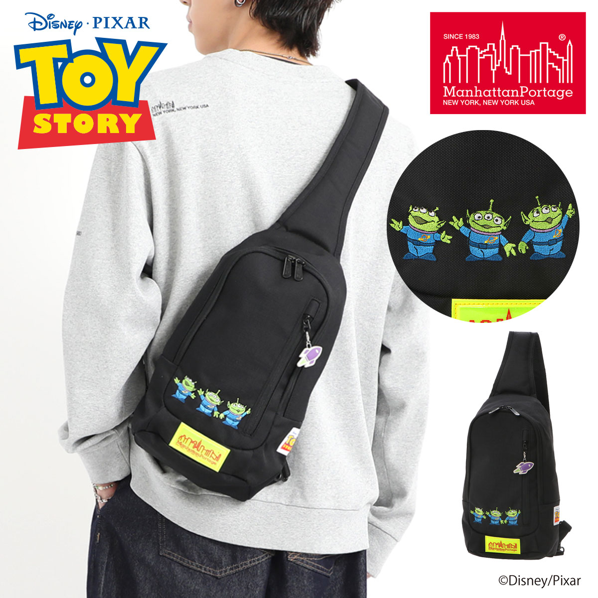 乐天商城 - マンハッタンポーテージ トイストーリー ボディバッグ メンズ レディース MP1927TOY manhattanportage TOY STORY エイリアン リトルグリーンメン コラボ[即日発送]