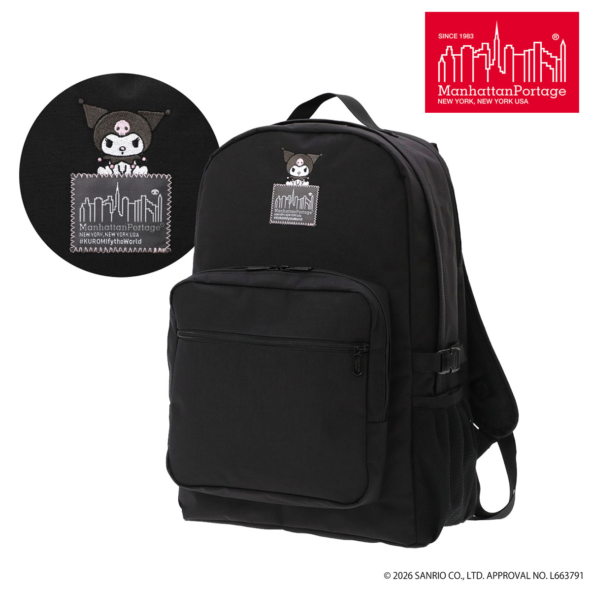Rakuten - マンハッタンポーテージ リュック A4 25L クロミ サンリオ レディース MP2236-500KRM manhattanportage Kuromi 刺繍 キャラクター[即日発送]