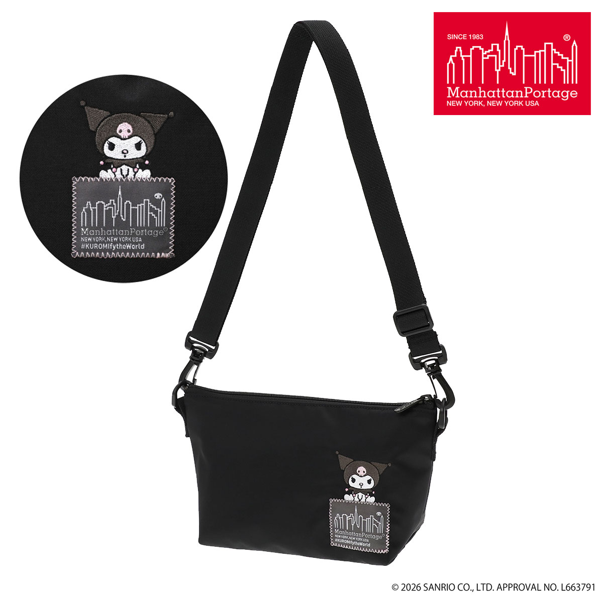 Rakuten - マンハッタンポーテージ ショルダーバッグ クロミ サンリオ レディース MP6020NTWLBKRM manhattanportage Kuromi ミニショルダー 刺繍 キャラクター[即日発送]