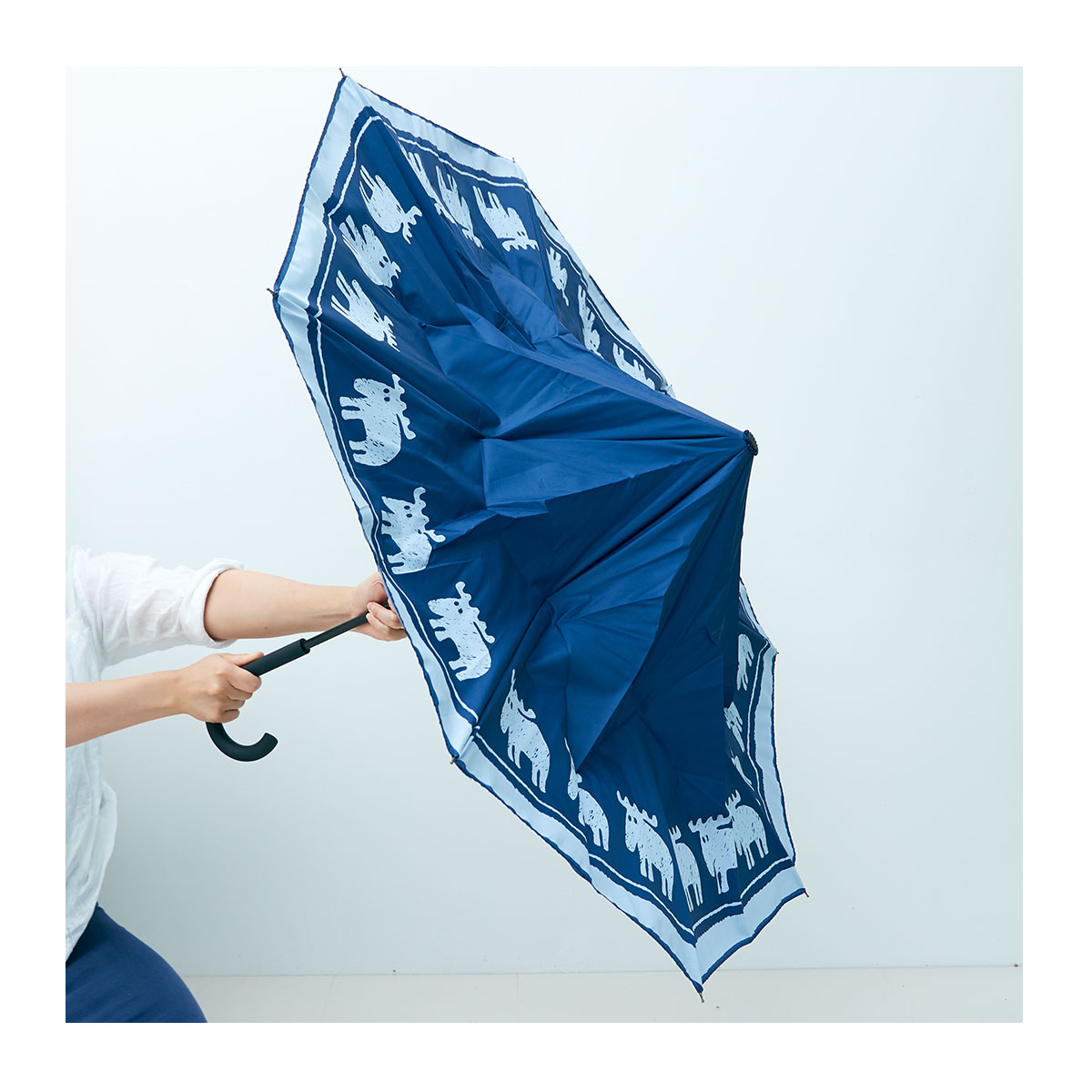 モズ 雨傘 長傘 逆さ傘 レディース circus EF-UM03 moz | 逆さに開く2重傘 晴雨兼用 UVカット 撥水 アンファンス[即日発送]