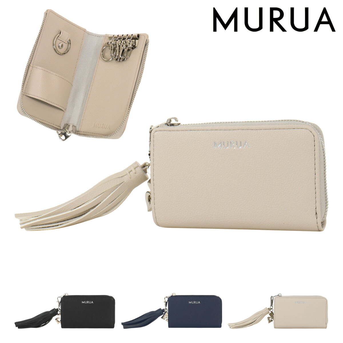 ムルーア キーケース ラウンドファスナー タッセル mr-w1323 レディース MURUA カードケース タッセル ..