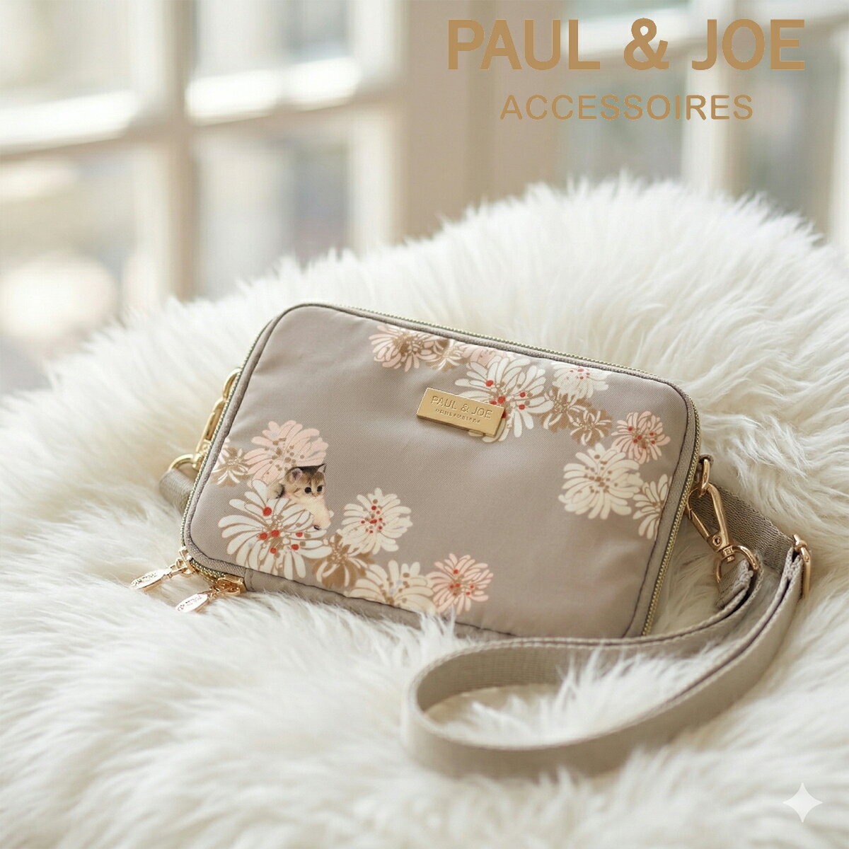 乐天商城 - ポールアンドジョー 当社限定 別注モデル アクセソワ ショルダー バッグ レディース PAUL&JOE ACCESSOIRES ラウンドファスナー クリザンテーム ヌネット 花柄 パスポート カード スマホ トラベル PJA-B1359[即日発送]