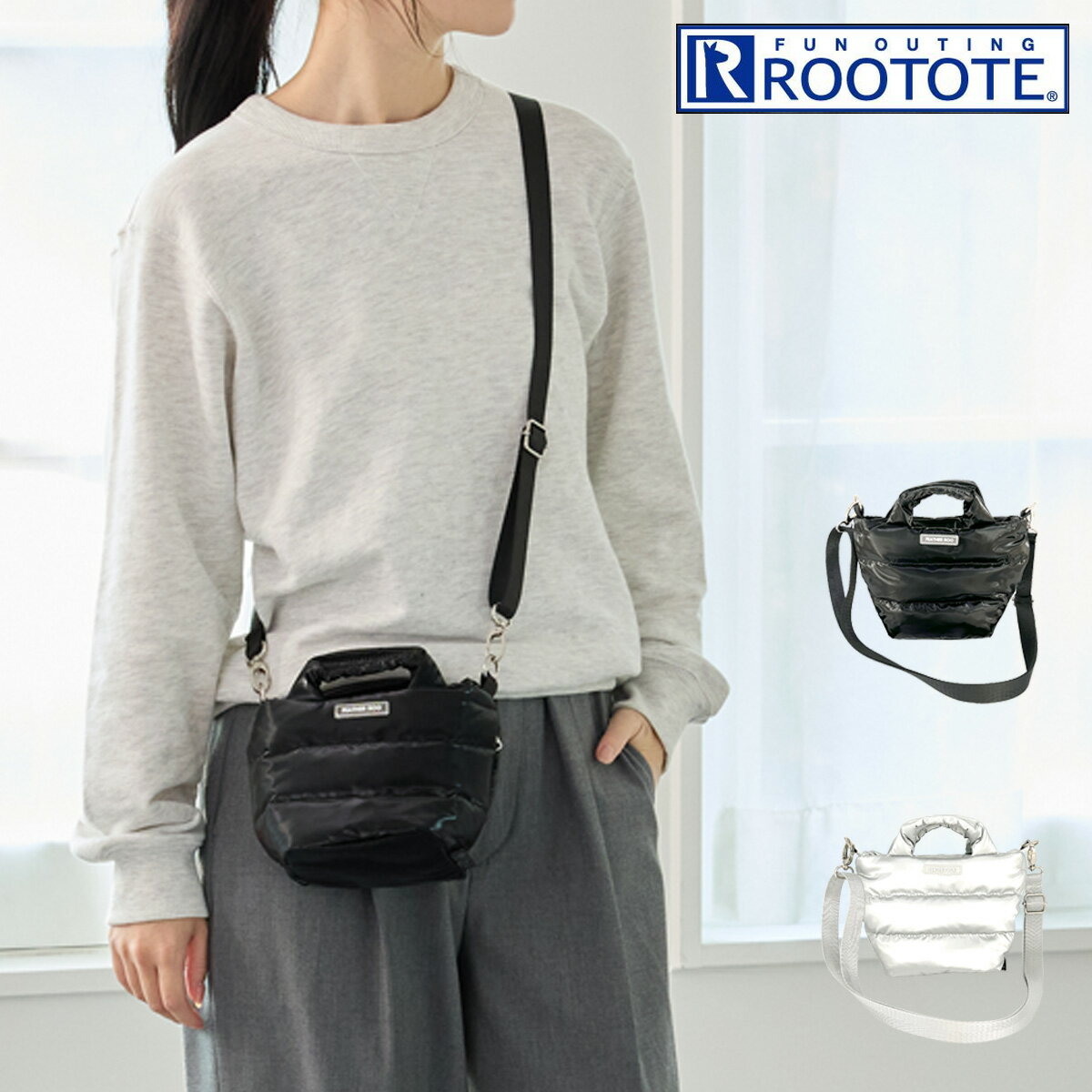 乐天商城 - ルートート ショルダーバッグ ミニ 2WAY レディース 3684 ROOTOTE 軽量 小さめ ポーチ フェザールー E 軽量 ダウン 羽毛 ミニ FE.ベビールー.モダーンーA