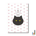 黒猫 NYA! アート プリント ポスター A4黒猫 猫 ネコ マンチカン メイクーン アメリカンショートヘア cat グッズ シンプル フレーム 壁掛け デザ...