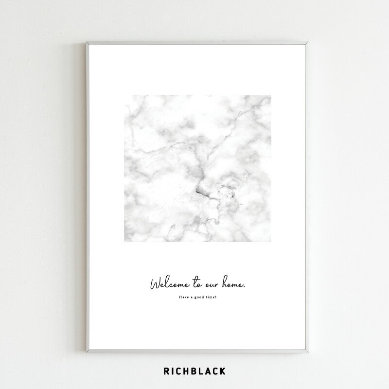 welcome 大理石風 ポスター A3ウェルカムボード ウェルカム サイン 玄関 家具 大理石 マーブル 雑貨 タイポグラフィー ナチュラル モノトーン モノクロ 韓国インテリア 白黒 インテリア アート おしゃれ シンプル かわいい(3)