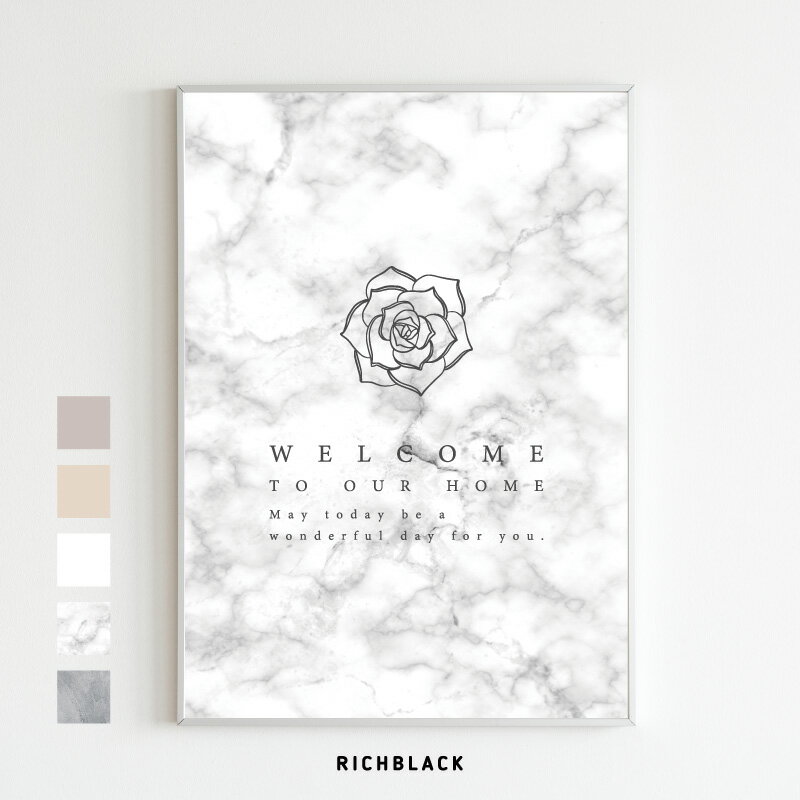 お花 ウェルカム ポスター A4 花柄 バラ 韓国 インテリア 韓国風 ラインアート 線画 タイポグラフィ WE..