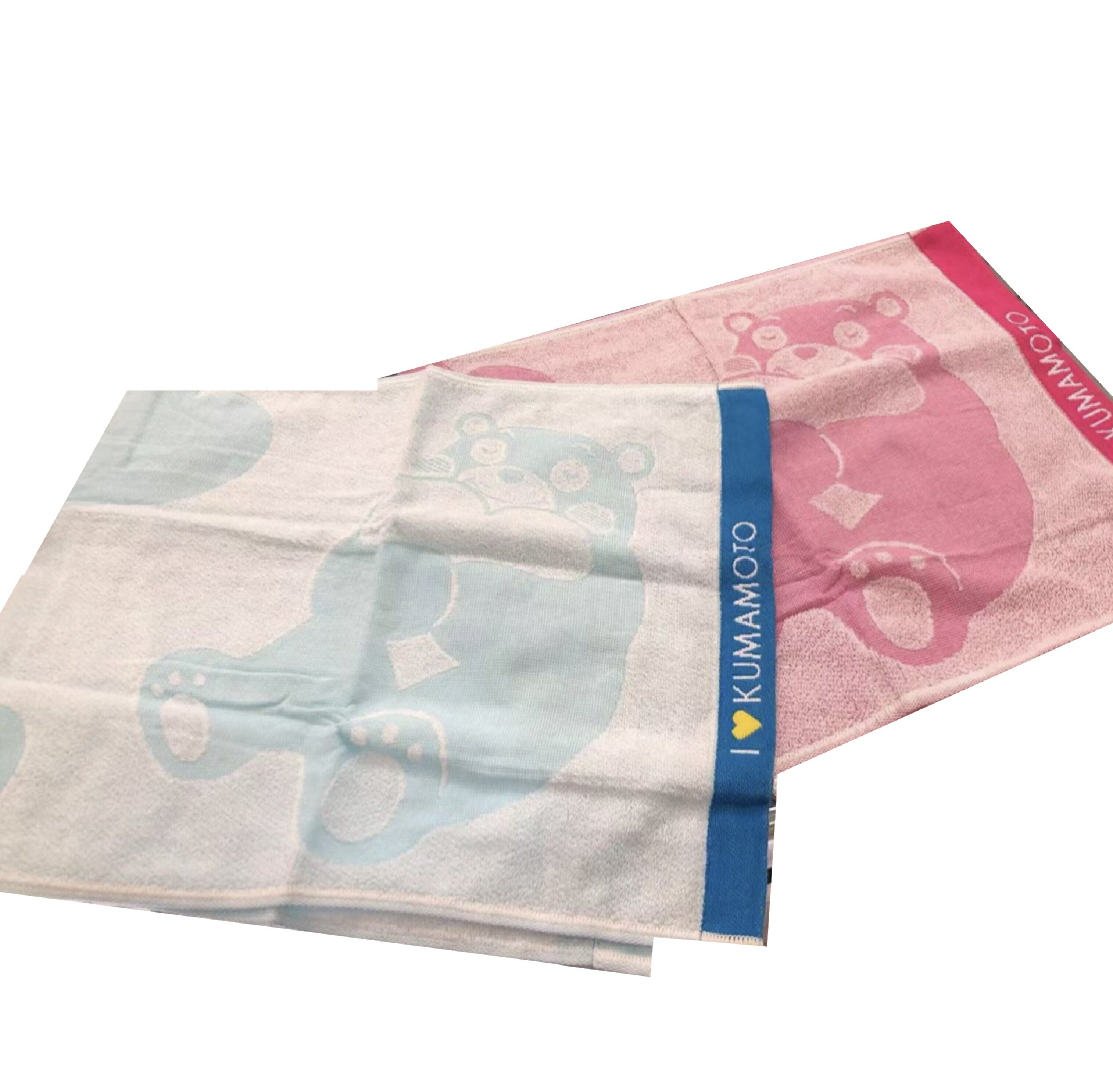 限定 日本製 熊本県くまモン 今治産 タオル 綿100％ フェイスタオル 2枚セット ピンク ブル－