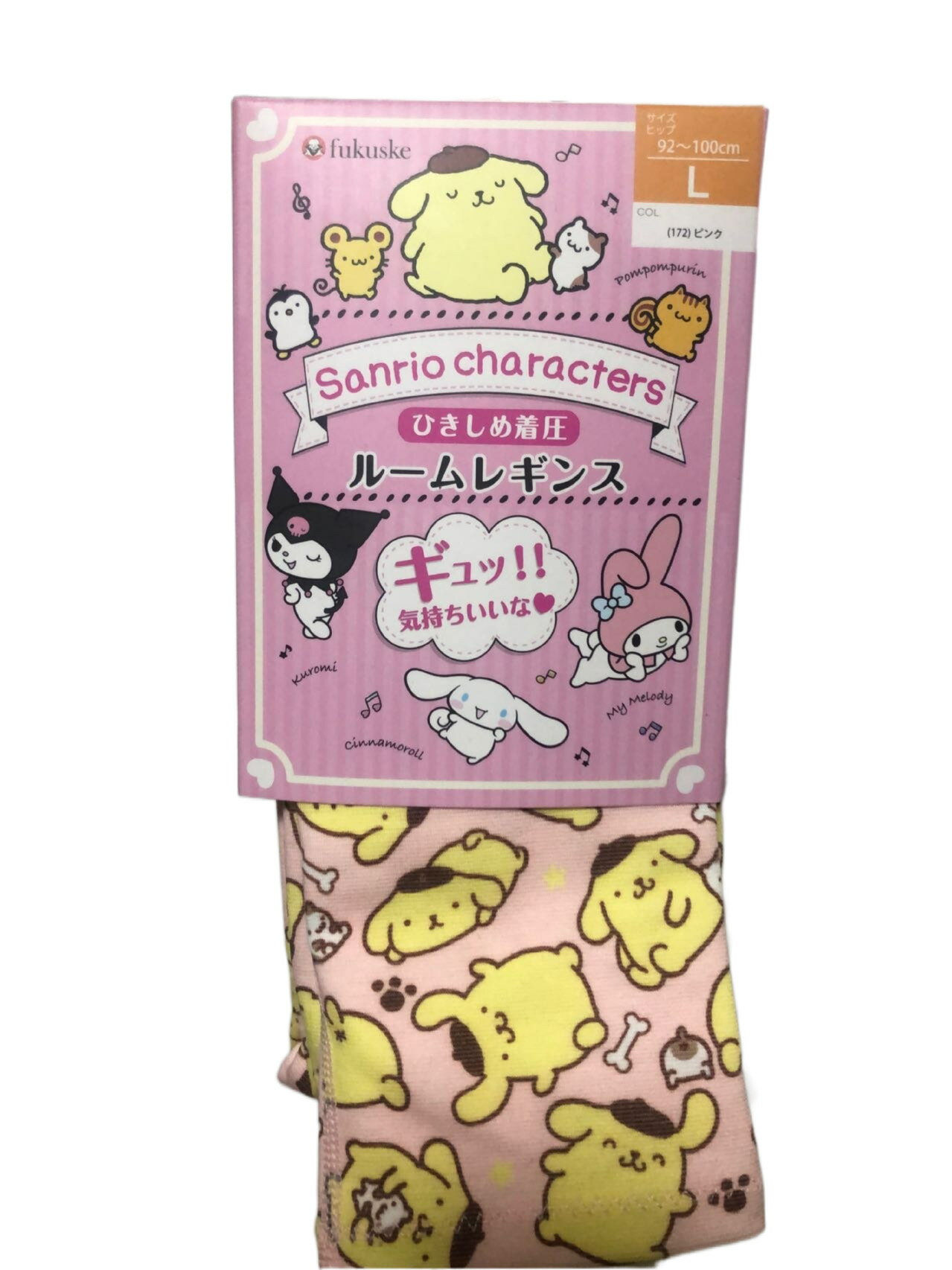 Sanrio サンリオキャラクターズ　引き締め着圧　ルームレギンス　福助　fukuske 日本限定　マイメロディ　シナモンロール　ポムポムプリン　クロミ　M/L 3