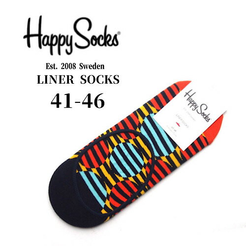 ハッピーソックス 靴下 レディース 【送料無料】ハッピーソックス happy socks ライナーソックス インナーソックス ボーダードット柄 10133020 ナイガイ　41-46 26-29.5cm