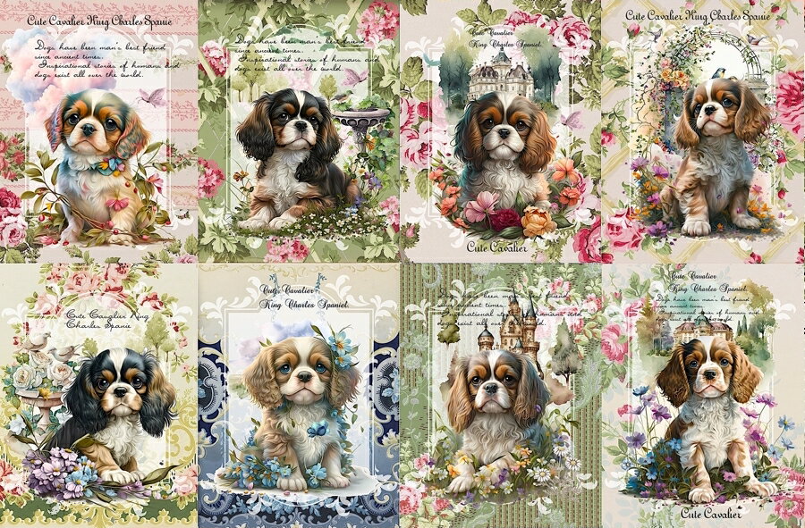 新入荷 オリジナル 生地 犬 ブロックデザイン ハンドメイド素材 クラフト アップリケ キャバリアキング..