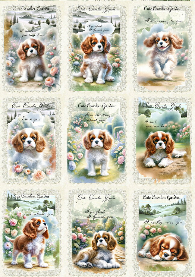 新入荷 オリジナル 生地 犬 ブロックデザイン ハンドメイド素材 クラフト アップリケ キャバリアキング..