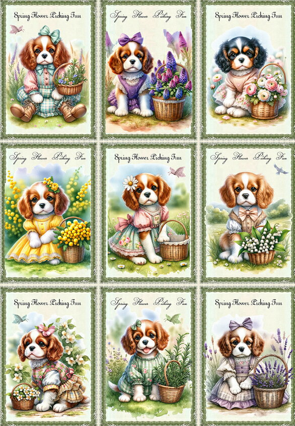 新入荷 オリジナル 生地 犬 ブロックデザイン ハンドメイド素材 クラフト アップリケ キャバリアキング..