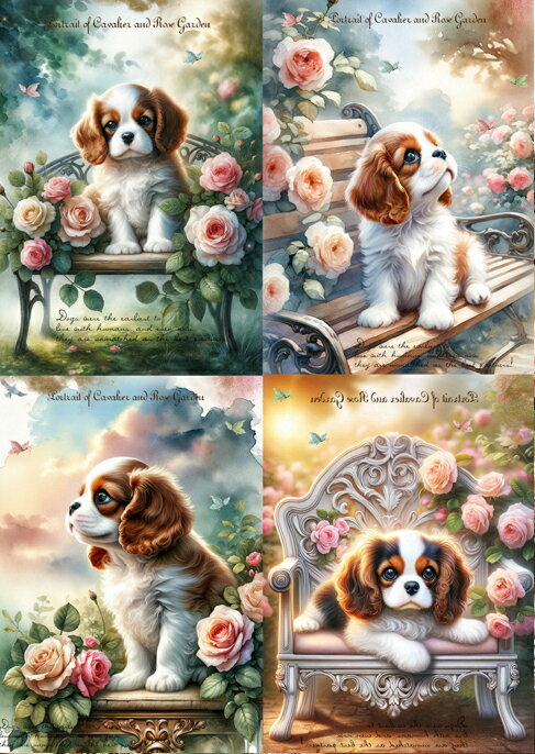 新入荷 オリジナル 生地 犬 ブロックデザイン ハンドメイド素材 クラフト アップリケ キャバリアキング..